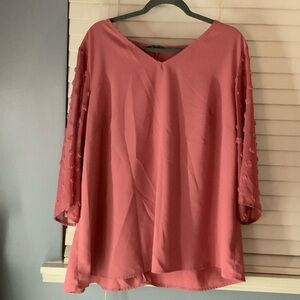 Chic V-Neck Women's Blouse in Rose